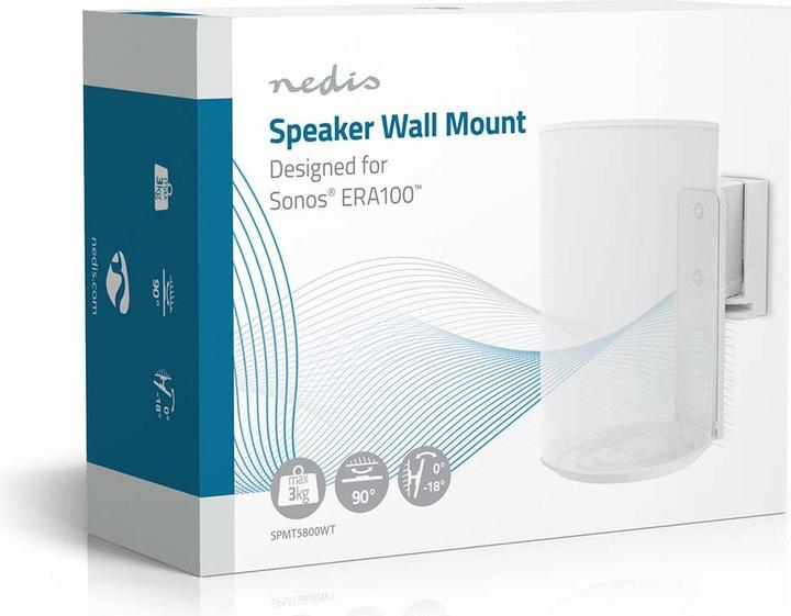 Immagine prodotto Nedis Supporto per altoparlanti - Compatibile con: Sonos Era100 - a parete - 3 kg - girevole/inclinabile (1 pz., Installazione a parete, Perno di rotazione, Inclinabile)