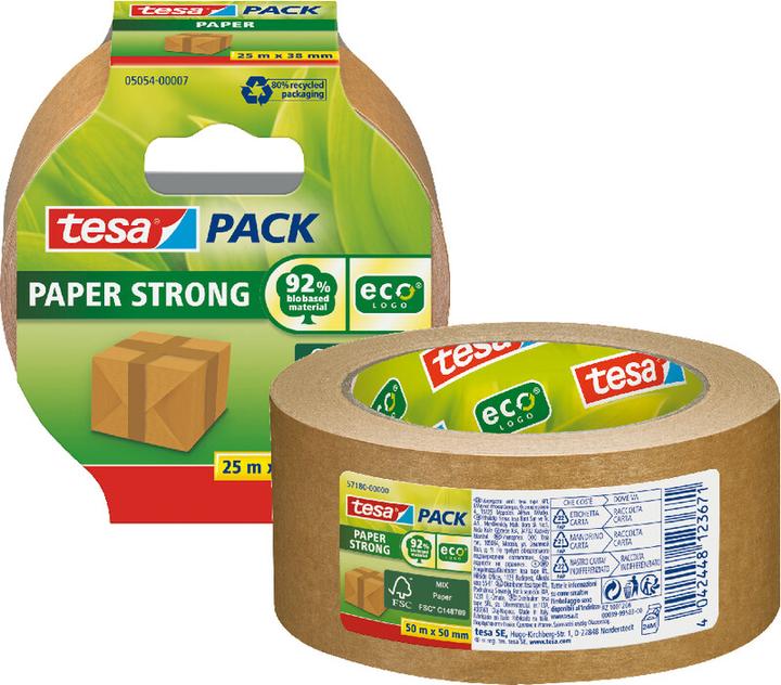 Actual product image tesa tesapack PAPER ecoLogo packaging tape - environmentally friendly packaging tape made of paper, 60 % (38 mm)