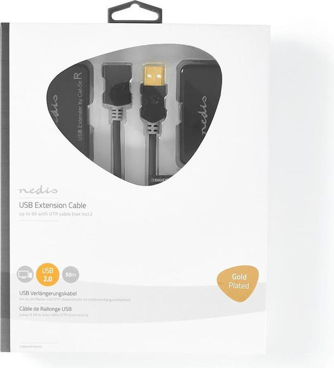 Produktbild Nedis USB-Extender USB 1.1 1x RJ45 Female 1x USB-A Buchse 1x USB-A Stecker 1x RJ45 Female 50 m 12 Mb (0.20 m, USB 1.1)