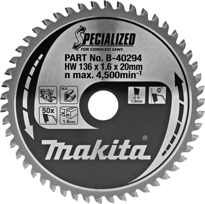 Produktbild Makita SPECIALIZED Sägeblatt 136/20 für Metall Akku-Trennsägen