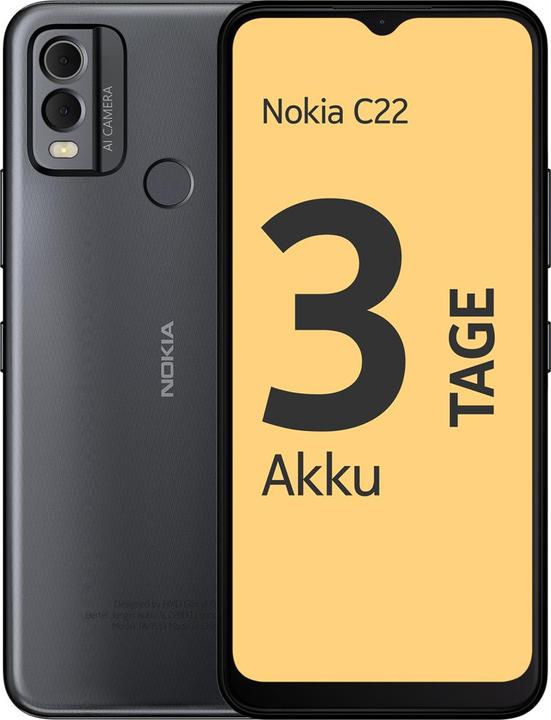 Image du produit Nokia C22 (64 Go, Charcoal, 6.50", Double SIM, 13 Mpx, 4G)
