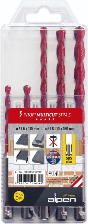 Alpen Jeu de mèches multi-usages en carbure (5 mm, 6 mm, 8 mm, 10 mm)