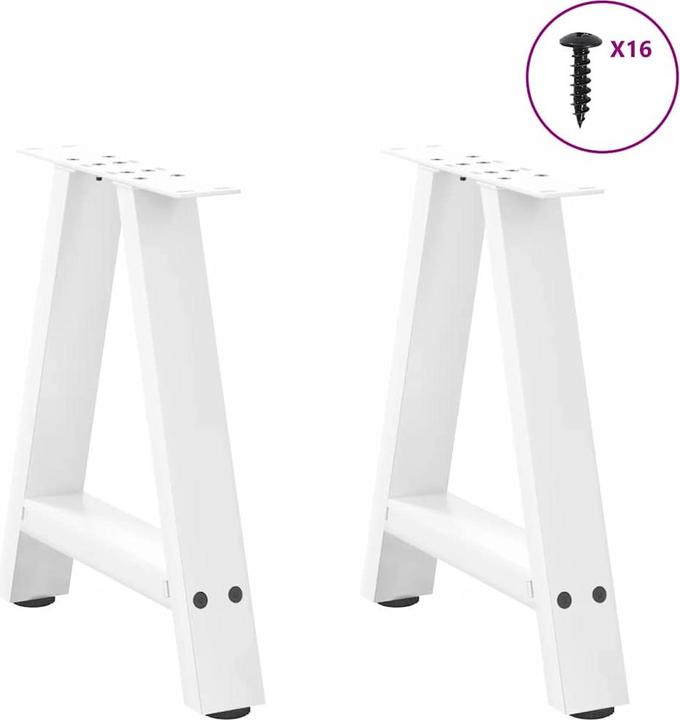 Immagine prodotto VidaXL Gambe per tavolino da caffè a forma di A 2 pezzi. Gamba per tavolo in acciaio bianco 60x(30-31) cm
