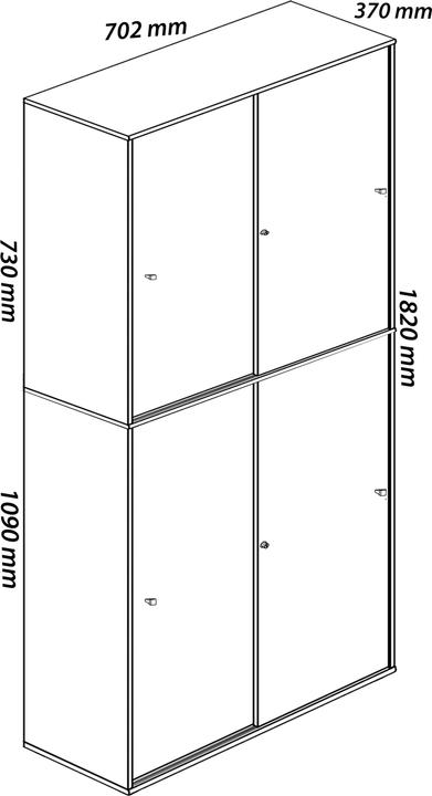 Produktbild VCM Büroschrank Schiebetüren Lona 5fach (70 x 37 x 184 cm)