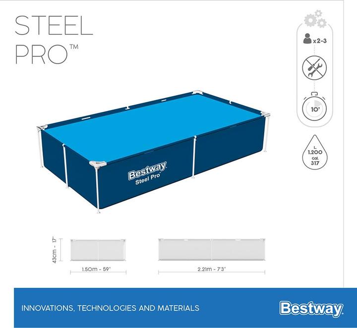 Actual product image Bestway Steel Pro Frame Pool (221 x 150 x 43 cm)