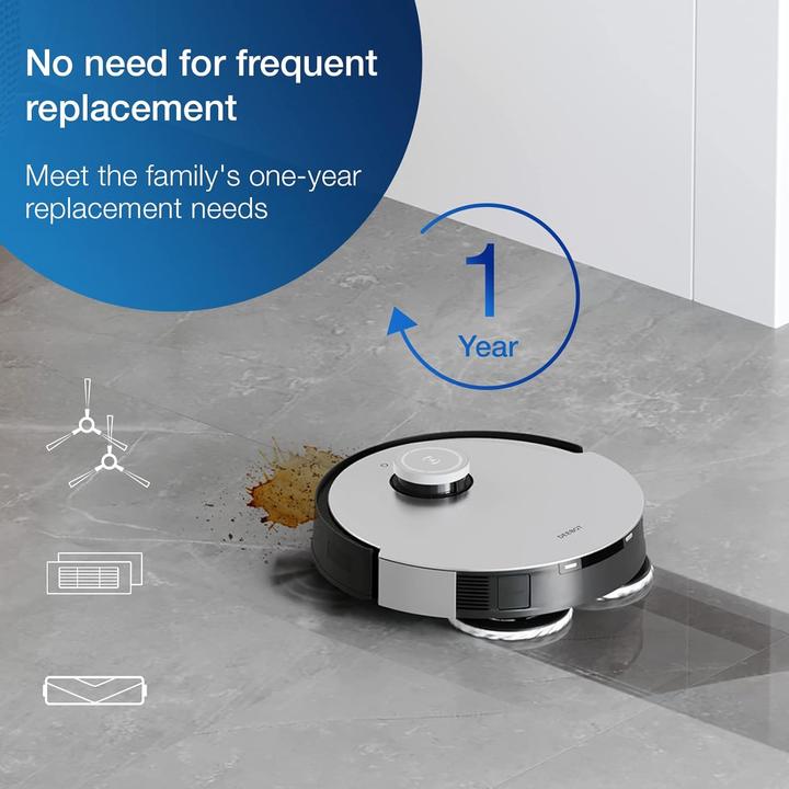Actual product image Ecovacs Priedas Kit D-KT01-0017 4x Side Brushes, 1x Main, 3x High Efficiency Filters, 1x Cleaning Tool, Sui