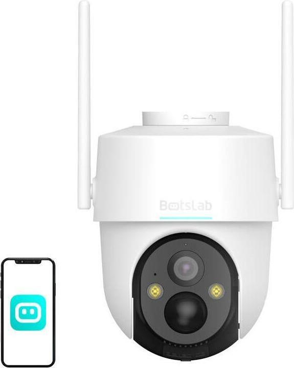 Botslab PT Battery Wi-Fi Camera, 5200mAh Rechargeable Battery, AI Human Detection, IP65 Weatherproof