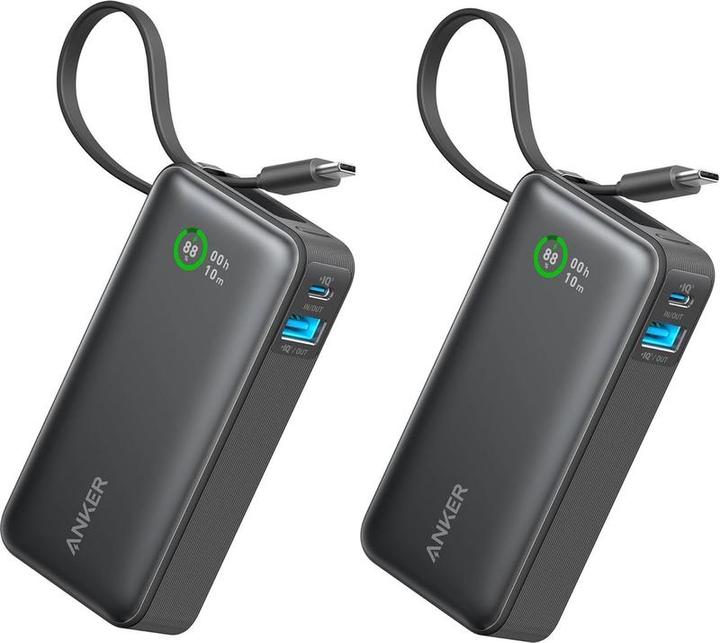 Produktbild Anker 2-Pack Anker-Nano Powerbank-10.000 mAh Powerbank mit integriertem USB-C-Kabel-PD 30 W (10 mAh, 30 W)