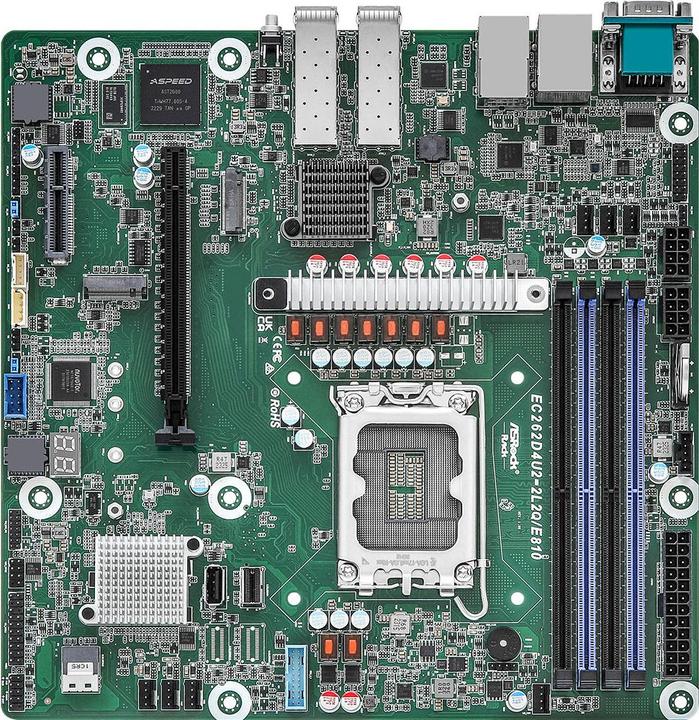 Actual product image AsRock Mainboard EC262D4U2-2L2Q/E810 micro-ATX Socket 1700 DDR5-only Single (LGA 1700, mATX)