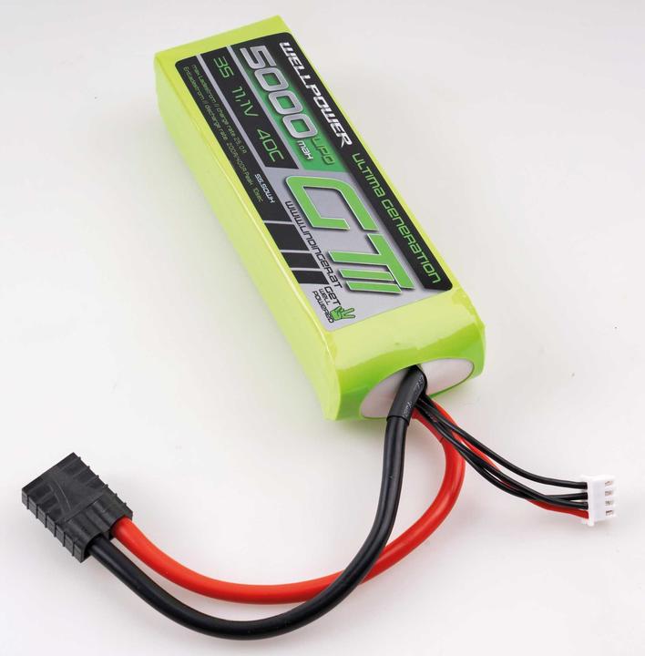 Image du produit Wellpower LIPO AKKU ULTIMA GT II Car 5000 mAh / 11,1Volt 3S 40/80C CH5/8 TRX (11.10 V, 5000 mAh)