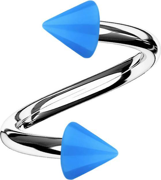 Immagine prodotto Star Piercing Micro spirale argento con due coni blu chiaro (senza ottone)