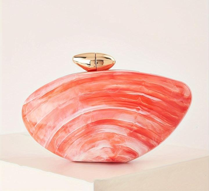 Actual product image Only-Bags.Store Elegant marble bag with magnetic fastening and detachable chain - vintage-inspired evening bag