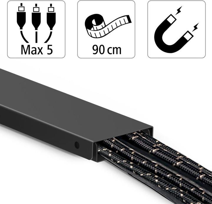 Actual product image Hama Metal cable duct, magnetic, 90 x 5.6 x 1.6 cm, black (Duct, 90 cm)