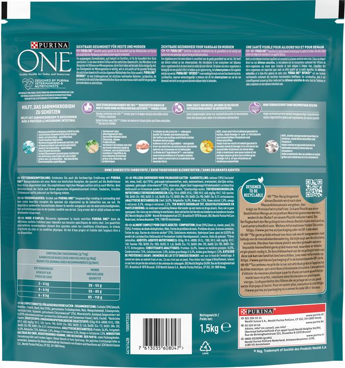 Nährwerte und Zutaten Purina ONE Sensitive (Adult, Senior, 1 Stk., 1500 g)