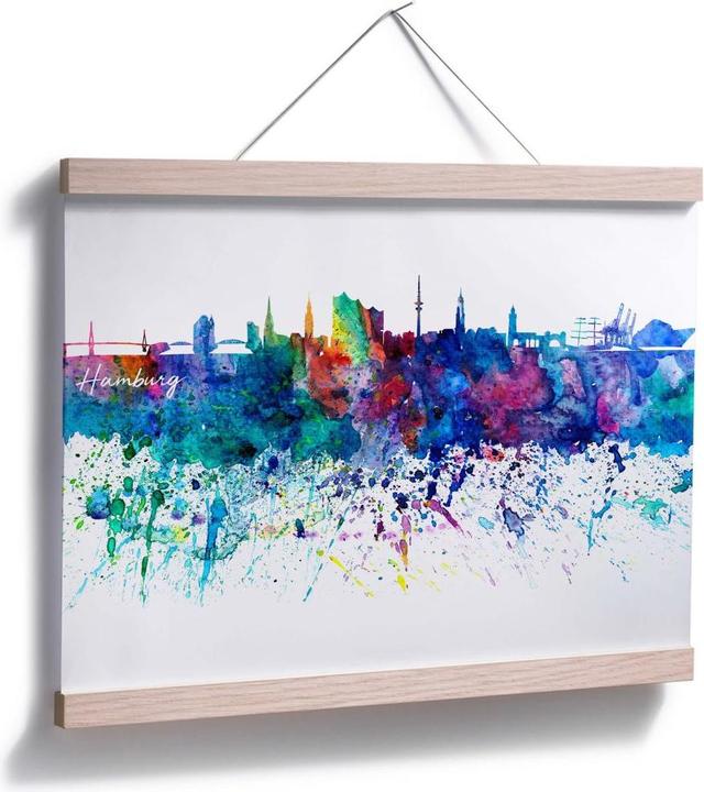 Produktbild Trenddeko Hamburg Aquarell Skyline (80 x 60 cm)