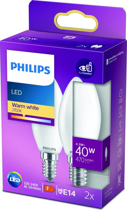 Produktbild Philips Lampe (E14, 4.30 W, 470 lm, 2 x, F)