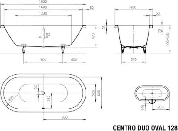 Actual product image Kaldewei Centro Duo Oval 128 180x80cm (188 cm, 88 cm)