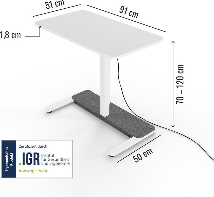 Immagine prodotto Yaasa Desk One - Grigio scuro/nero (91 x 51 cm)