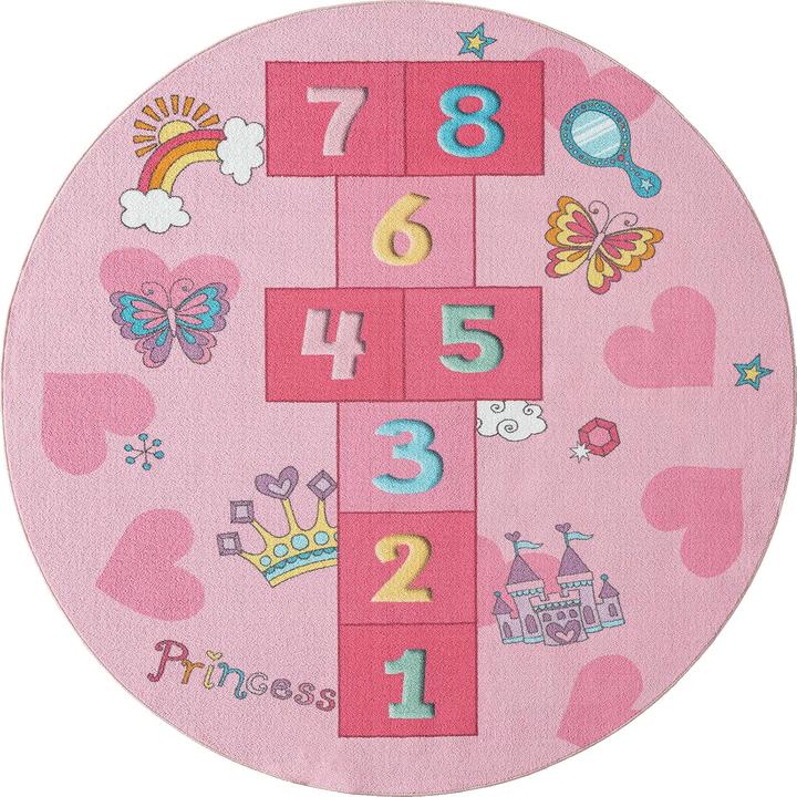 Produktbild Paco Home Prinzessinnen Hüpfspiel Kinder Spielteppich mit Herzen (80 x 150 cm)