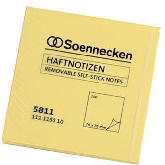 Produktbild Soennecken Haftnotiz Masse: 76 x 76 mm (B x H) Farbe: gelb (75 x 75 mm)
