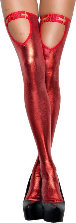 Actual product image Me Seduce red wetlook stockings RED DEVIL (XXL, 3XL)