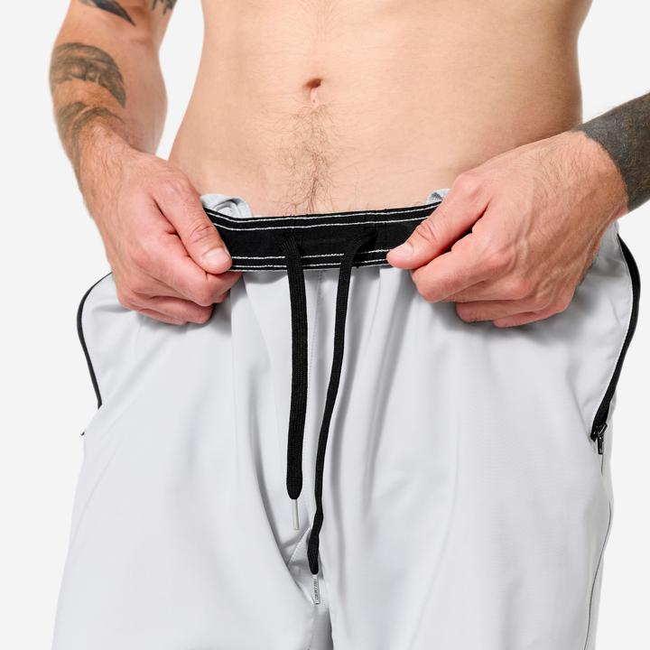 Actual product image Domyos Shorts Herren atmungsaktiv Reissverschlusstaschen - hellgrau (M)