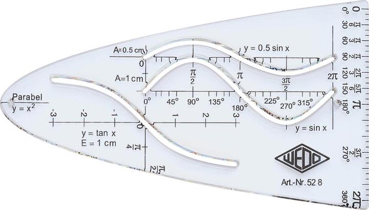 Image du produit Wedo Parabole sinus cosinus et tangente - 3 courbes (124 mm)
