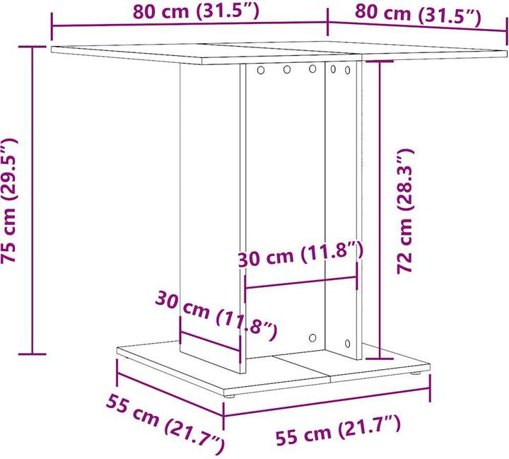 Immagine prodotto VidaXL Esstisch Küchentisch Esszimmertisch Speisetisch Tisch Artisan-Eiche (80 x 80 x 75 cm)