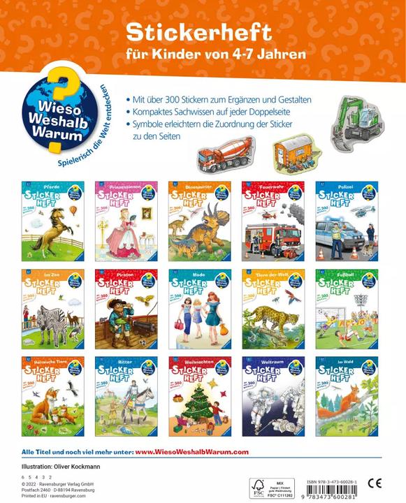 Image du produit Ravensburger Pourquoi? Pourquoi? Pourquoi? Cahier d'autocollants : Les véhicules sur le chantier