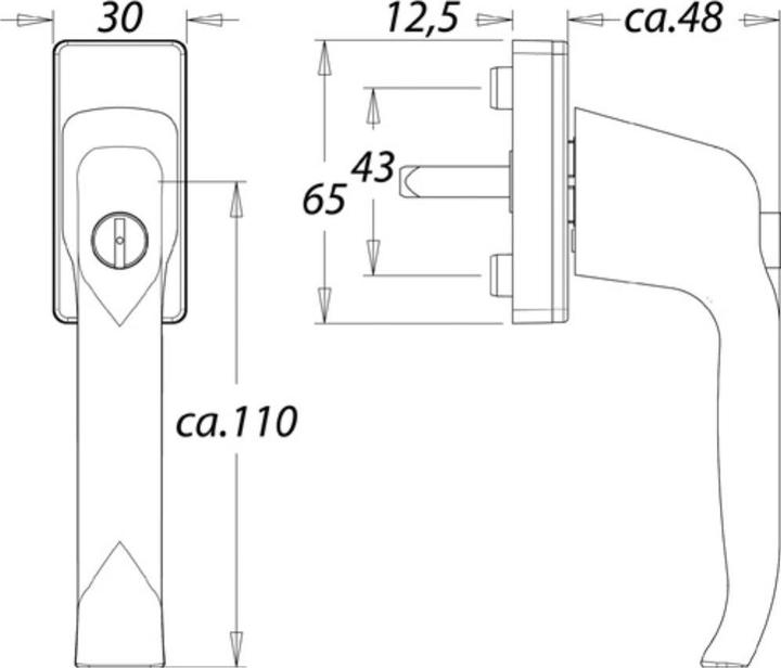Actual product image EDI Window handle 1003/2035 aluminium F9016 / traffic white 35 mm lockable