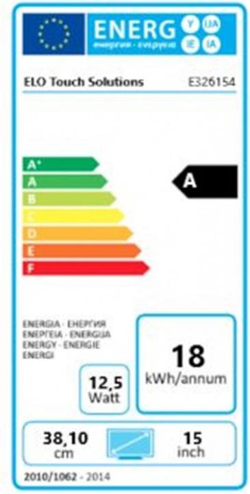 Label énergétique ēlo Et1590l Moniteur à Cadre Ouvert (1024 x 768 pixels, 15")
