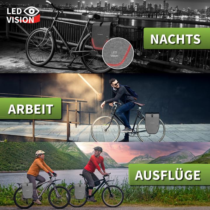 Produktbild Eloneo Fahrradtaschen wasserdicht mit LED (20 l, Gepäckträgertasche)