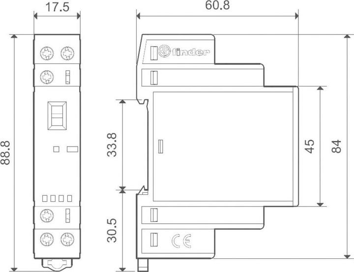 Actual product image Finder Installation contactor for 35 mm rail 22.32.0.024.1340 2 NO contacts
