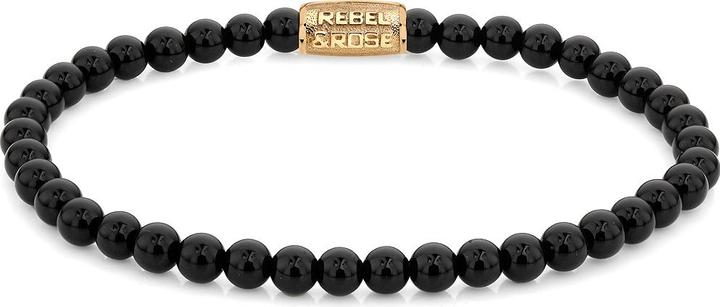 Rebel & Rose Armband Black Velvet RR-40108-G-XS Damen (15 cm, Onyx, Acero inoxidable)