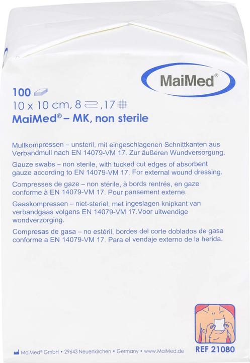 Produktbild MaiMed MULLKOMPRESSEN 10x10cm 8fach unsteril, 100 St KOM