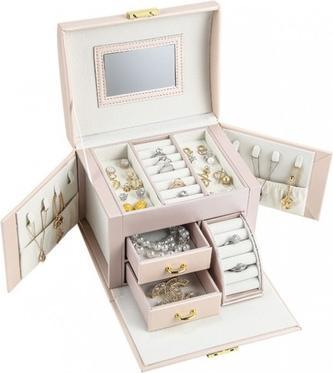 Ecarla Jewellery Box With Mirror And Drawer Powder Pink