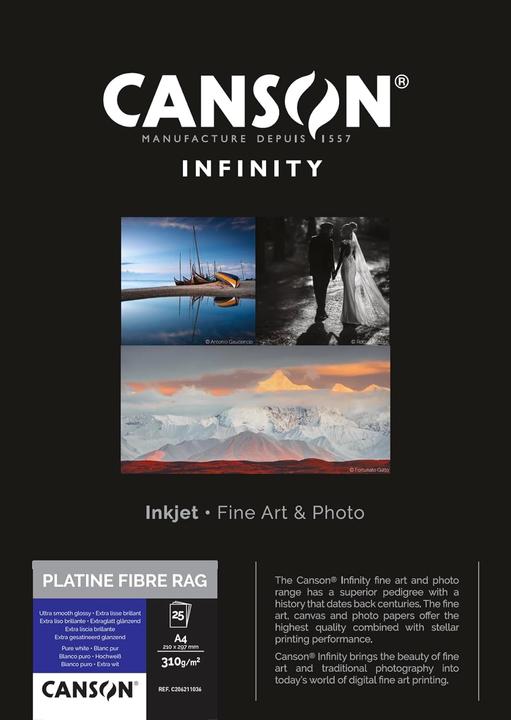 Actual product image Canson INFINITY photo paper "Platine Fibre Rag", 310 gsm, A4 (310 g/m², A4, 25 x)