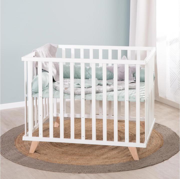 Produktbild Roba Laufgitter mit Holzfüssen Lil Planet Weiss 75 x 100 cm (75 cm, 100 cm, Mischholz, Buche)