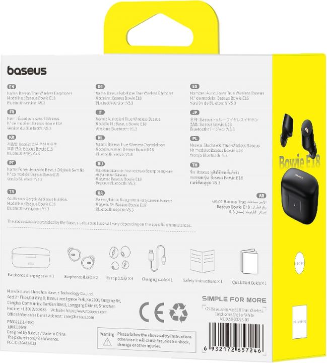 Actual product image Baseus Bowie E18 (NC, 25 h, Wireless)