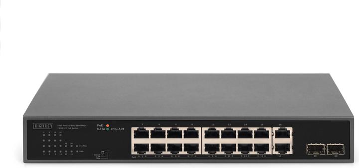 Actual product image Digitus 16+2 Port 10/100/1000 Mbps + 2 Gigabit SFP PoE Switch (18 Ports)