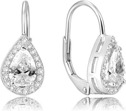 Beneto Silver earrings with pink crystal AGUC1160