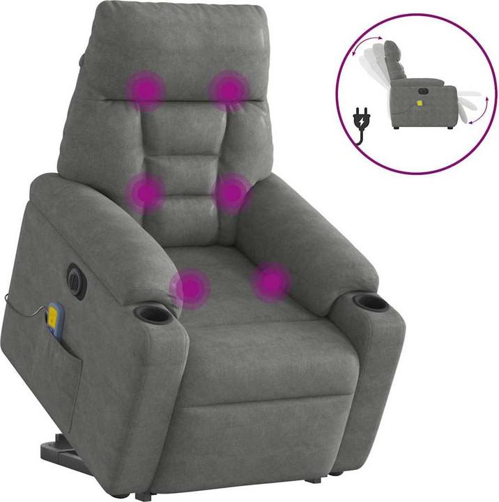 VidaXL Massagesessel Aufstehhilfe Elektrisch Dunkelgrau Relaxsessel