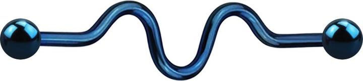 Image du produit Star Piercing Barbell bleu foncé zig zag avec deux boules (sans laiton)