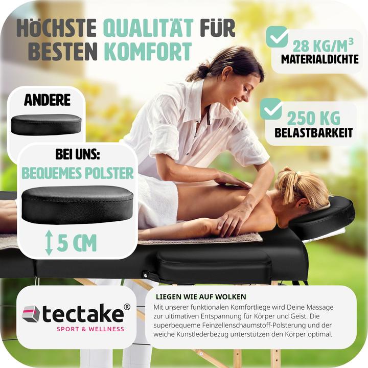 Produktbild tectake 2 Zonen Massageliege-Set Freddi mit 5cm Polsterung, Rollen und Holzgestell