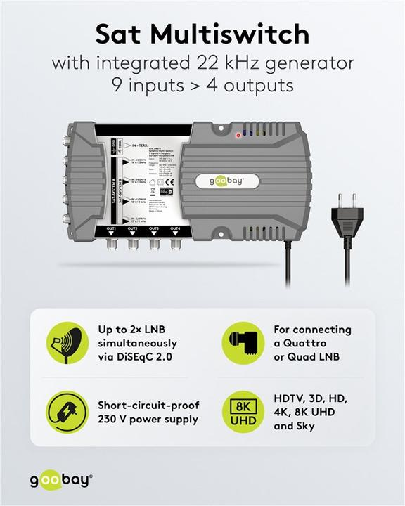 Actual product image Goobay Satellite multi-switch 9 inputs/4 outputs (Multi switch)