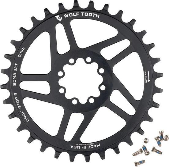 Image du produit Wolf Tooth Plateau SRAM 8-bolt Direct Mount, Boost 55mm/Offset 0mm, 36 dents, Drop-Stop B, black (36)