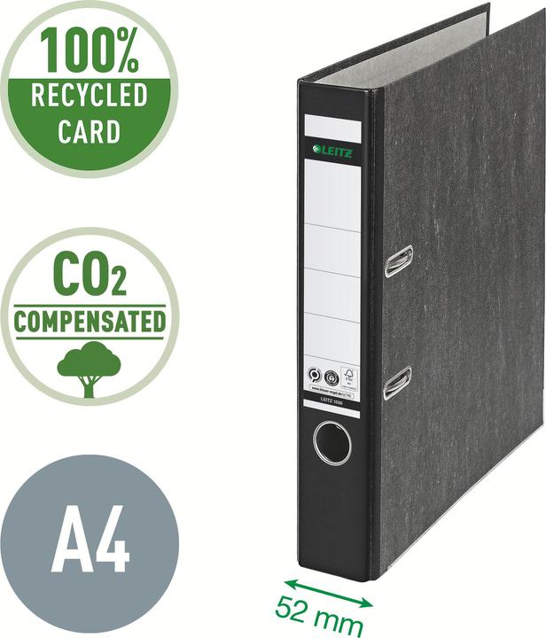 Actual product image Leitz STANDARD-ORDER A4 52MM With slots, for A4 format, cardboard (RC), back width 52mm. Pate (A4, 52 mm, 1 Piece)