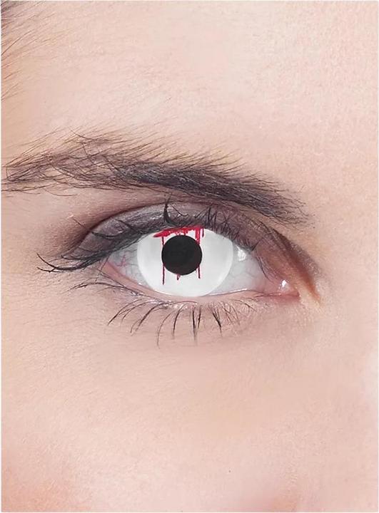 Produktbild Metamorph Blutendes Auge weiss Monatslinsen für Fasching Halloween (Weiss)