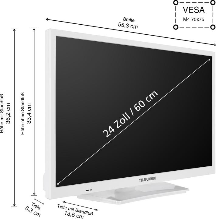 Produktbild Telefunken Fernseher 24 Zoll Smart TV VIDAA XH24VP550M-W HD Fernseher HDR TV mit Triple-Tuner (24", LED, HD, 2025)