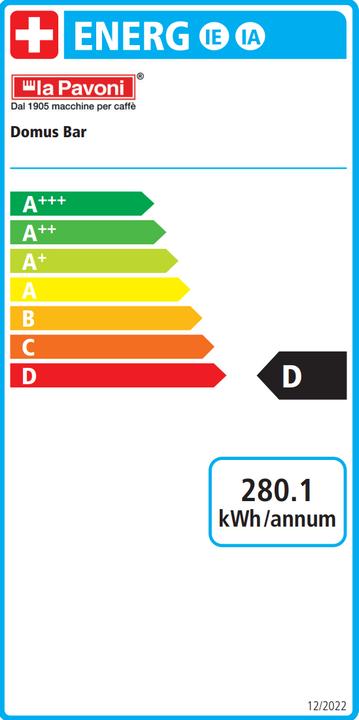 Energie-Label La Pavoni Domus Bar